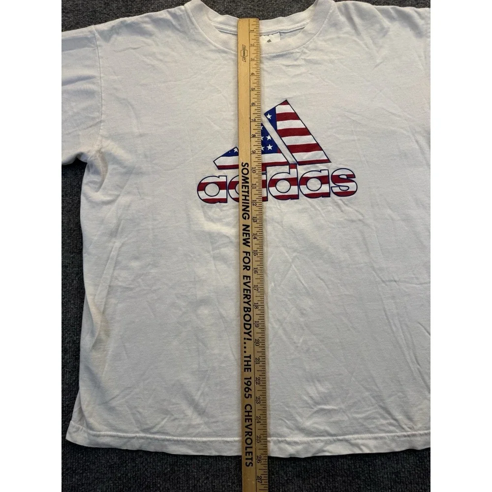 Adidas USA Flag Logo Graphic T-Shirt White Men's Large Patriotic Cotton Tee